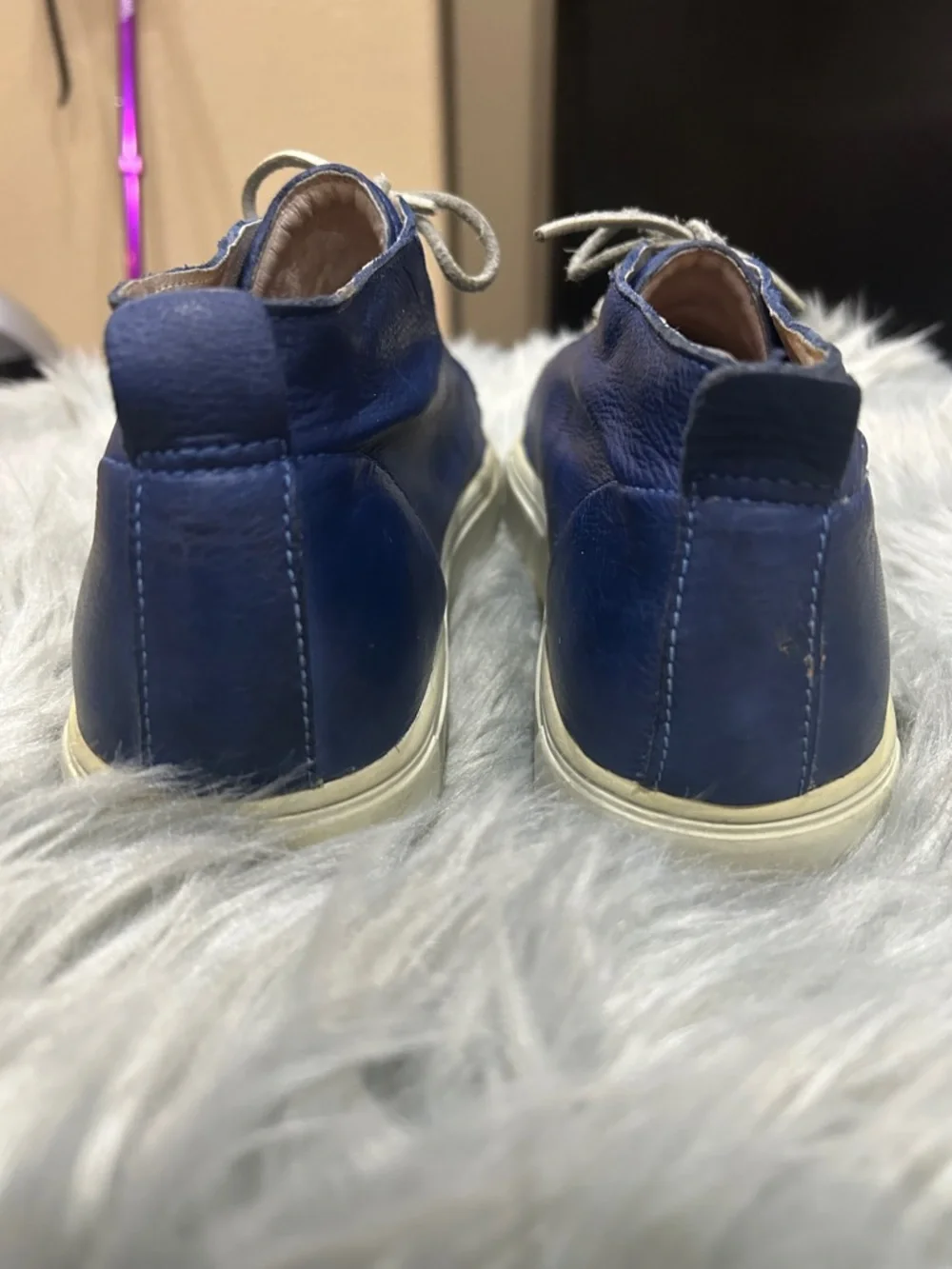 Blackstone Blue Leather Low-Top Lace-Up Sneakers - Picture 4 of 7